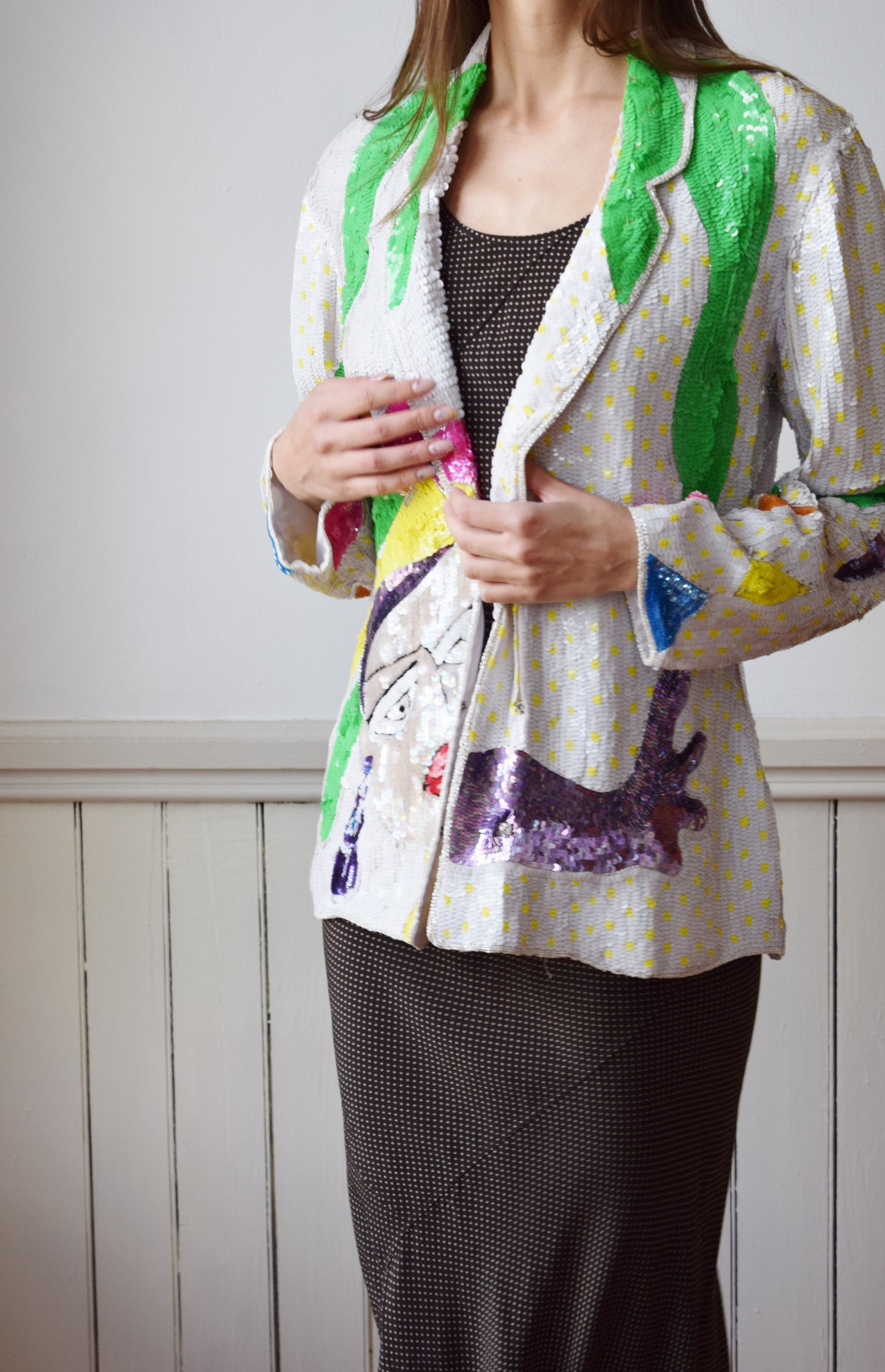 80s Sequined Carnival Blazer | M