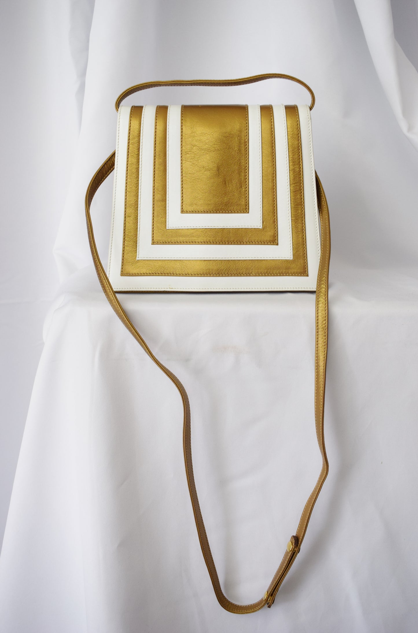 Vintage Valentino Gold + White Deco Purse