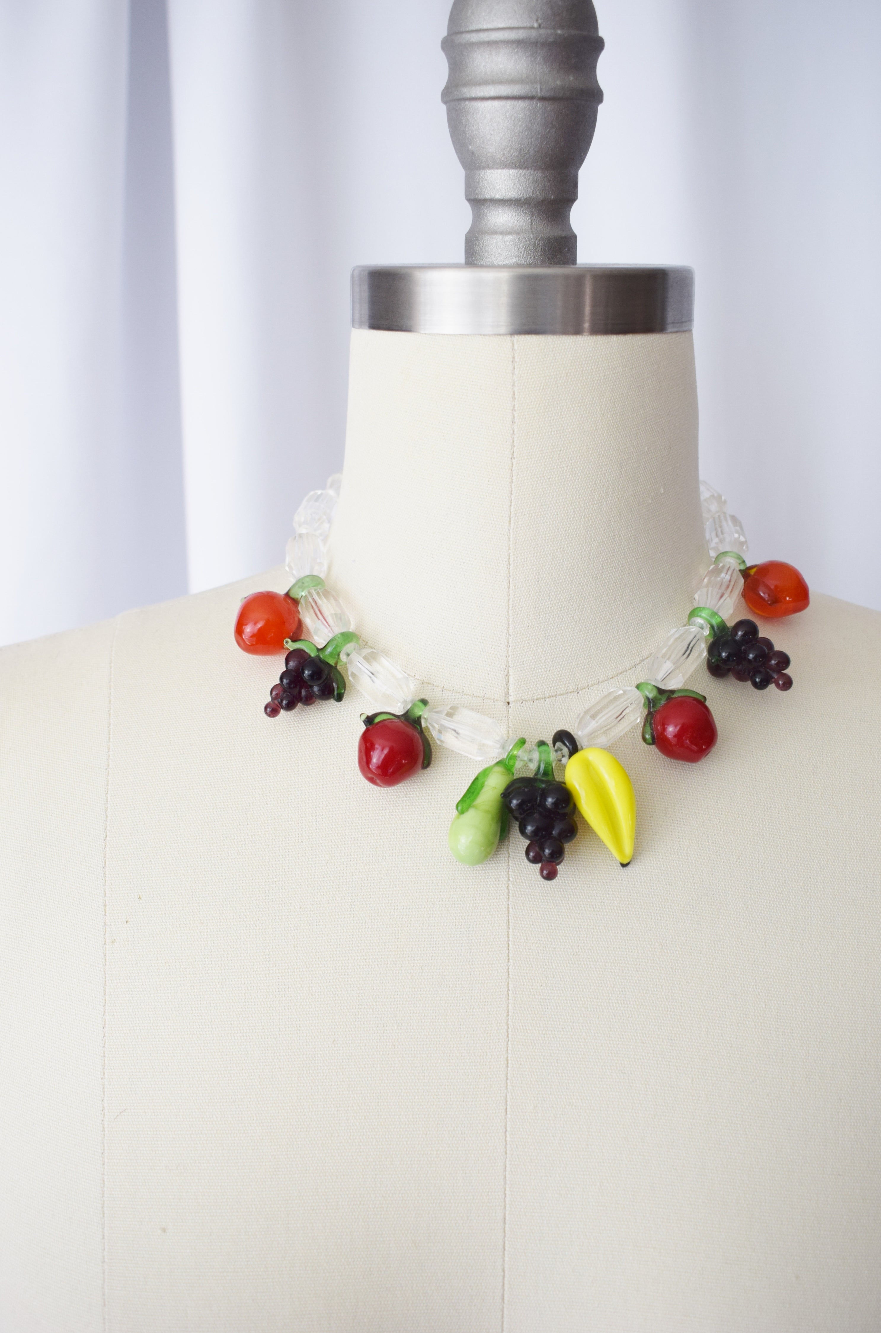 Vintage glass store fruit necklace