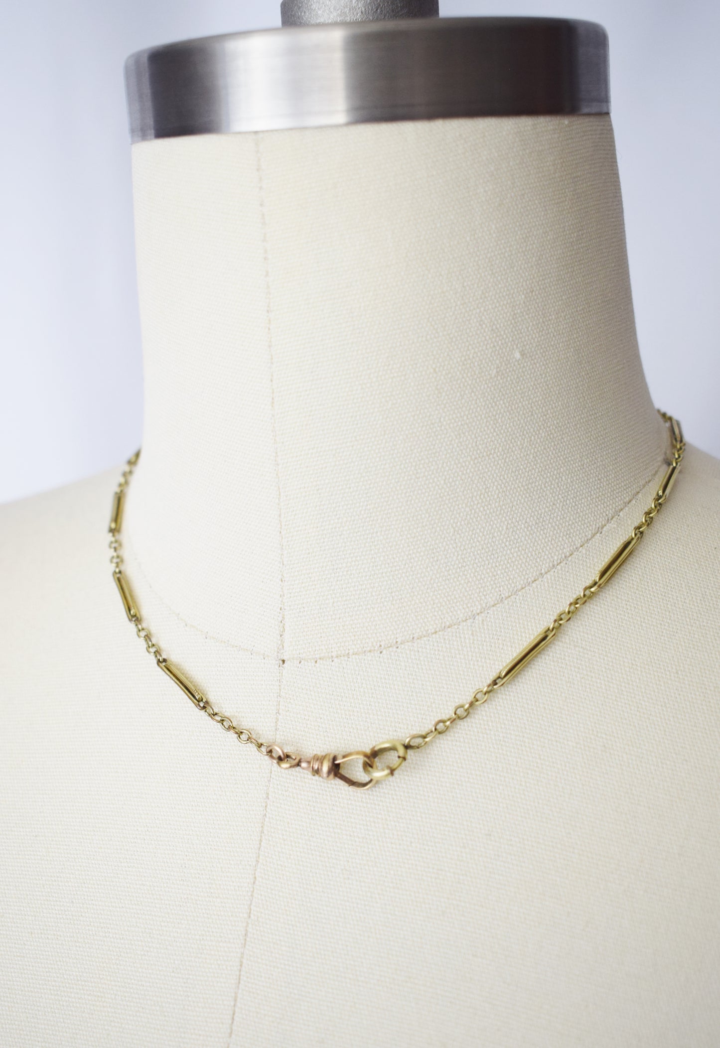 Antique Art Deco Gold-fill Fob Chain Necklace