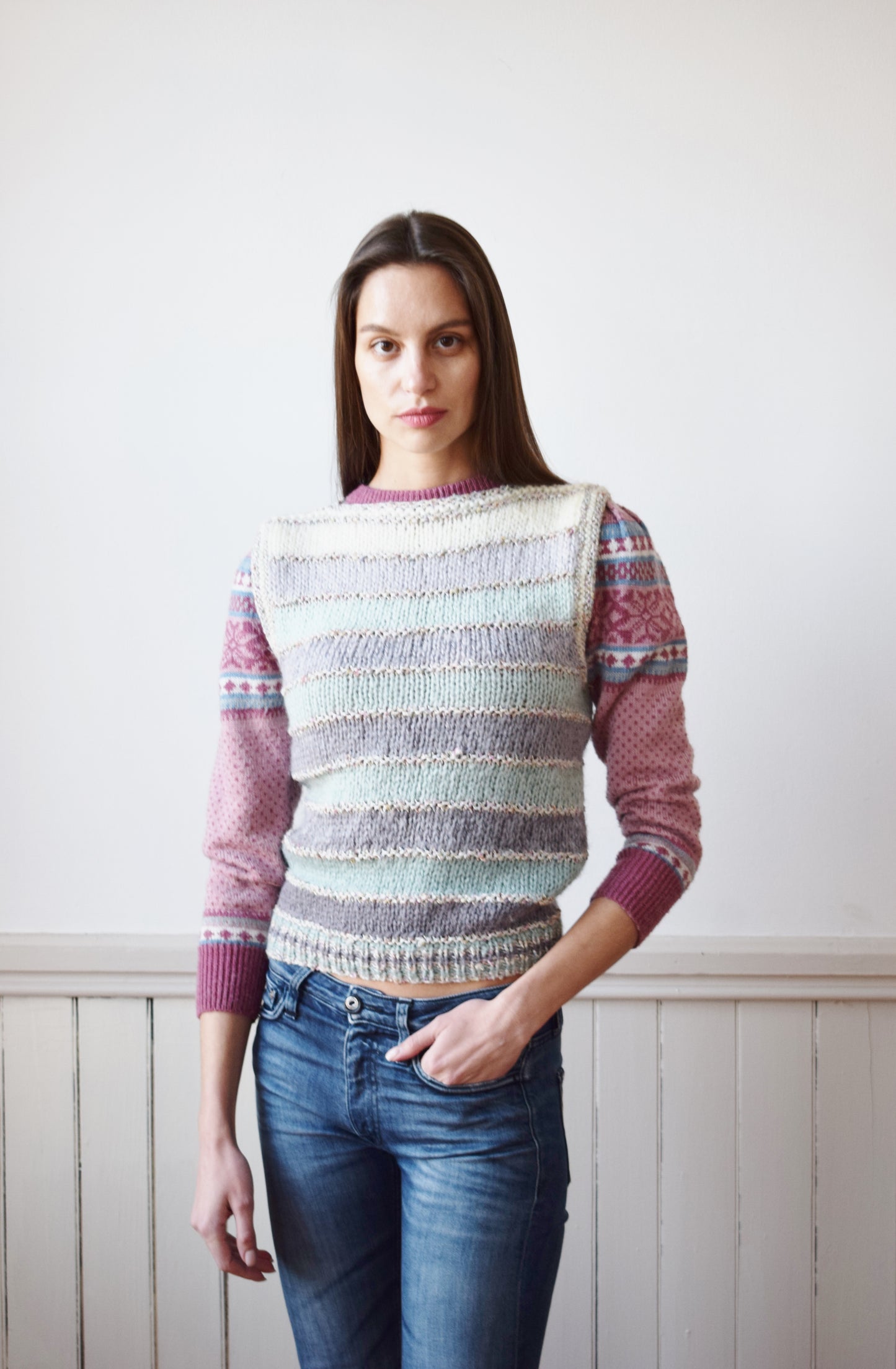 80s Liz Claiborne Ombre Stripe Sweater Vest | XS