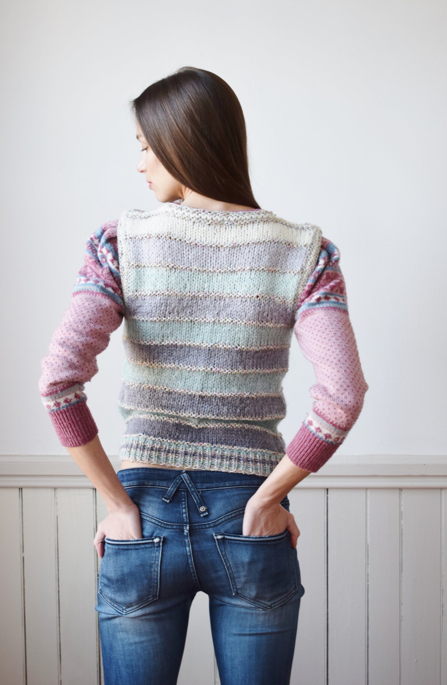 80s Liz Claiborne Ombre Stripe Sweater Vest | XS