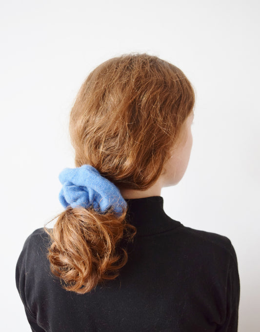 Large Cashmere Hair Tie in Chambray Blue | Upcycled Scrunchie