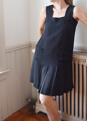 CHANEL Black Silk Dress | 1980s Vintage | Flapper-Style | M