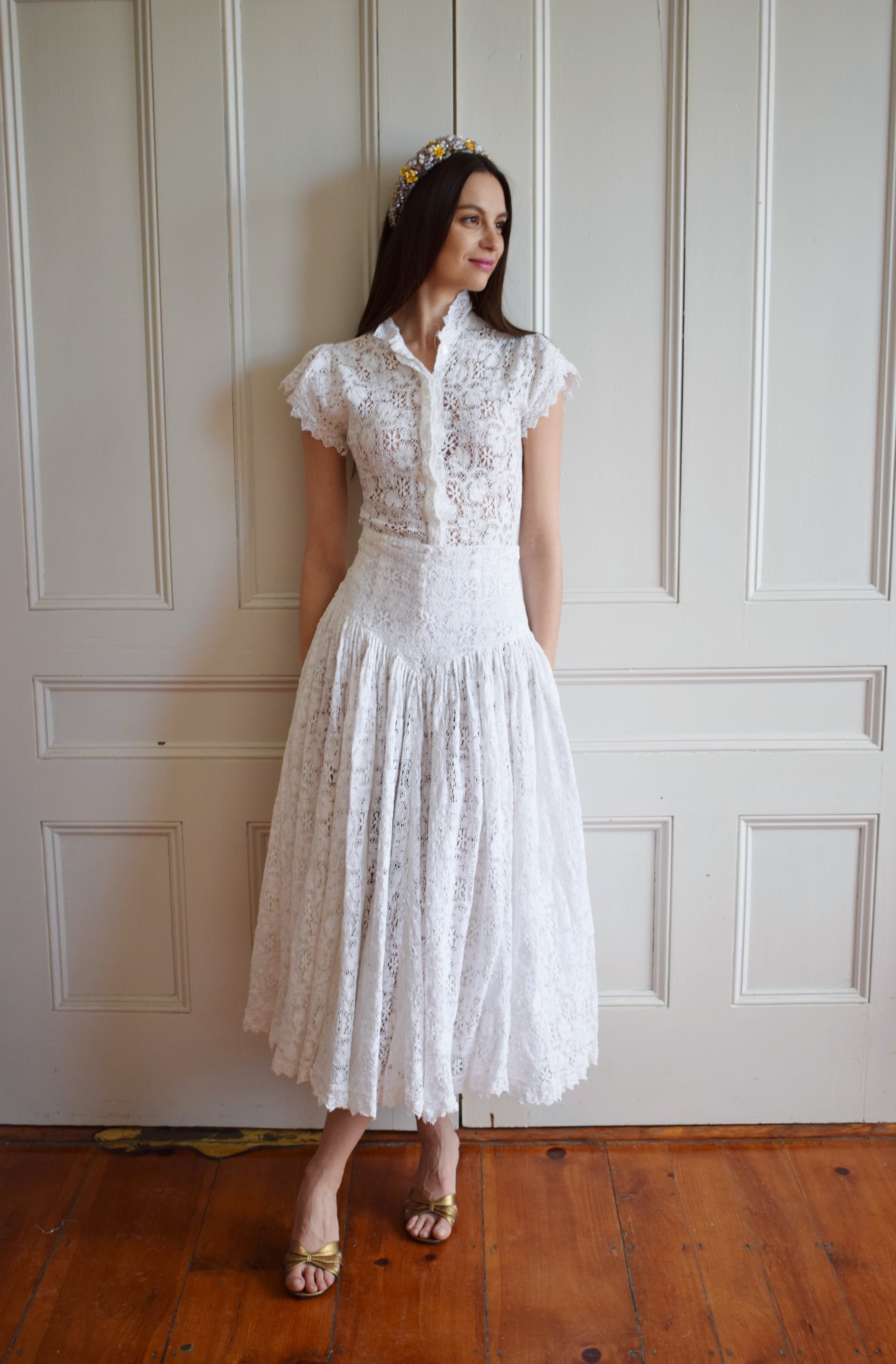 Vintage Norma Kamali Crochet Lace Dress Set | XS fieldwork Vintage Norma Kamali Crochet Lace Dress Set | XS fieldwork