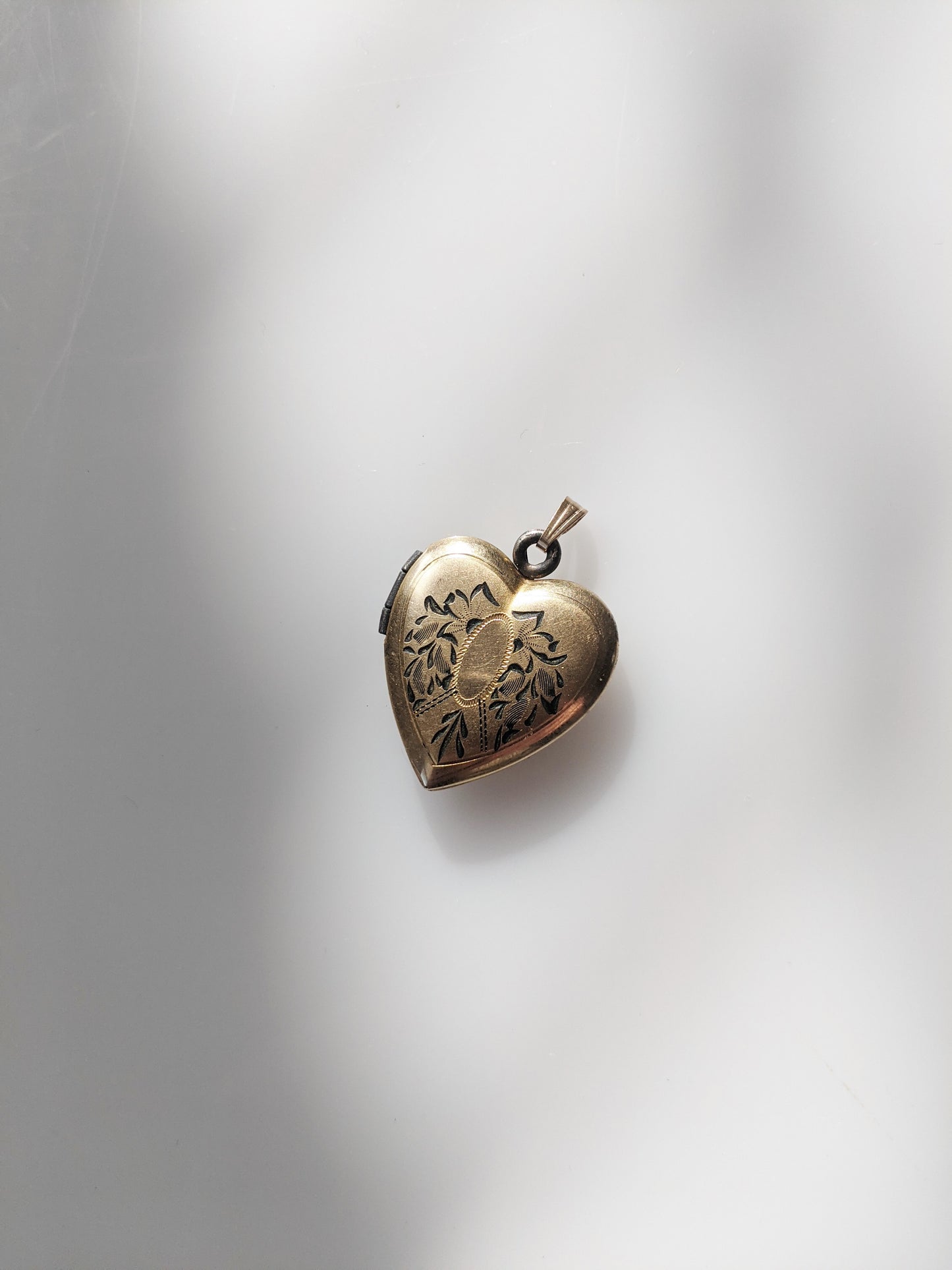 Antique 12kt Gold Heart-Shaped Locket | Enameled Engraving