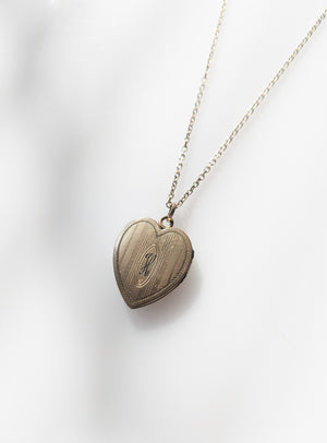 Antique Gold Heart Shaped Locket | Art Deco + "H" Initial